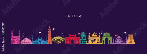 set of india icons royalty free vectors illustration art for Logo, T shirt, banner, card design