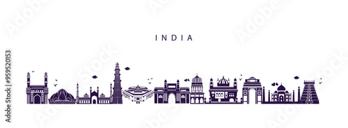 set of india icons royalty free vectors illustration art for Logo, T shirt, banner, card design