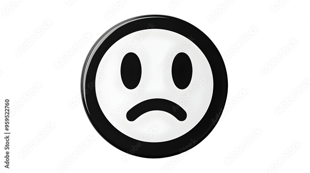 Sad Emoji Icon with Black Outline and White Fill on a Transparent Background Sad Emoji Icon with Black Outline and White Fill on a Transparent Background