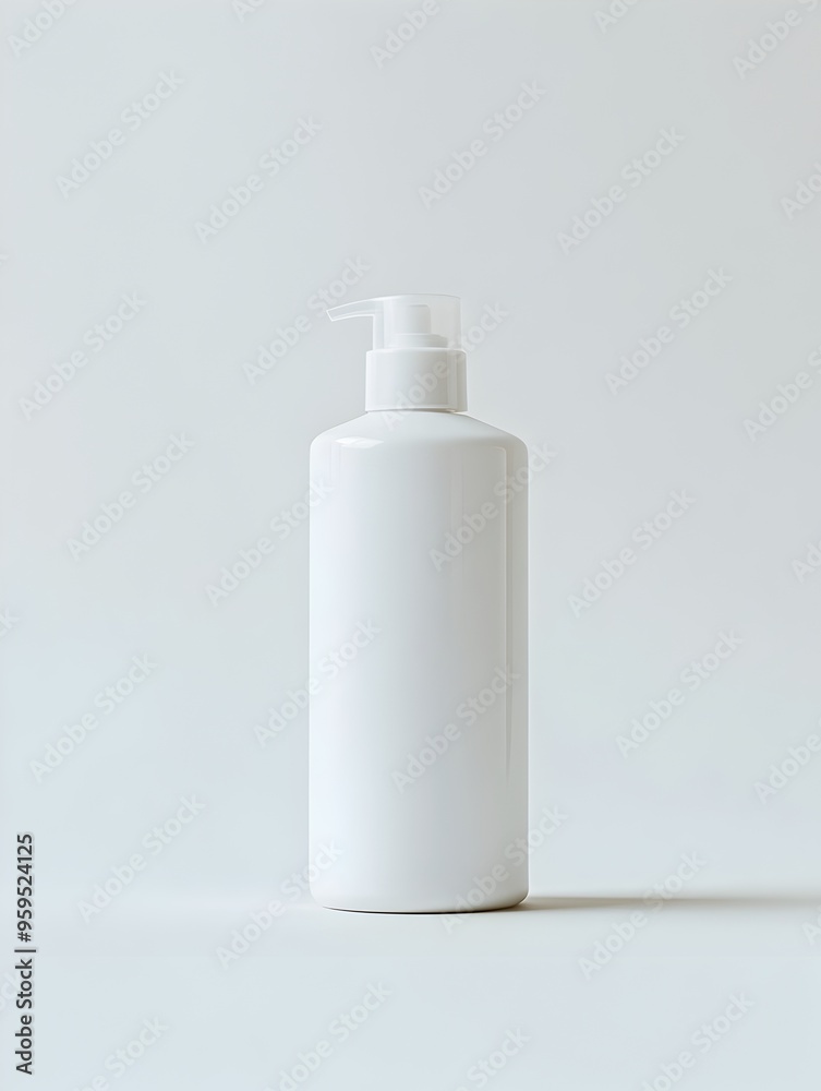 Cylindrical Plastic Bottle with Flip-Top Cap for Body Lotion on White Background Cylindrical Plastic Bottle with Flip-Top Cap for Body Lotion on White Background