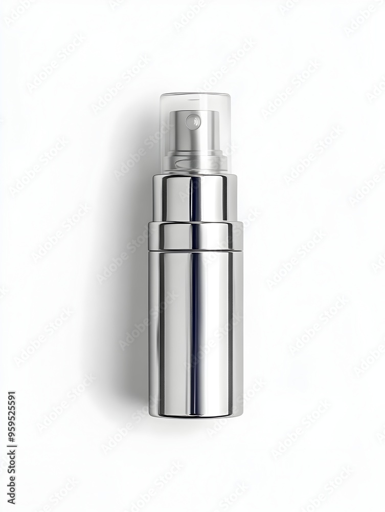 Metallic Airless Pump Bottle for Luxurious Eye Cream on White Background Metallic Airless Pump Bottle for Luxurious Eye Cream on White Background