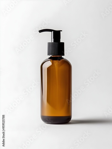 Eco-Friendly Refillable Moisturizer Bottle with Pump on White Background