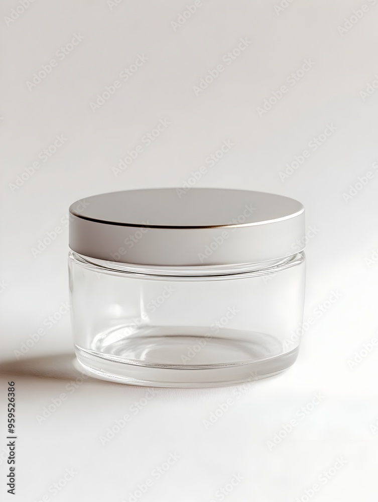 Transparent Glass Jar with Screw on Lid for Premium Body Butter Packaging Design  Minimalist and modern container for organic natural and skincare and wellness products