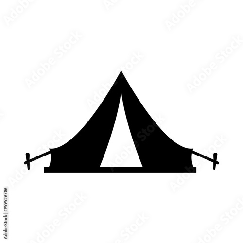 Tourist tent icon vector, simple flat black trendy style illustration for web and app..eps