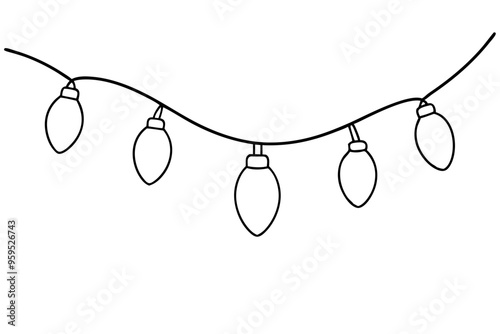  Christmas Lights line art