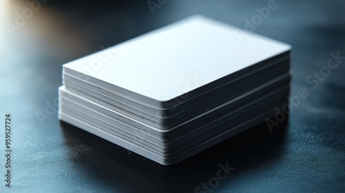 A stack of white cards with a black background