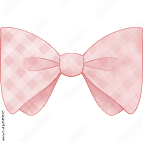 Pink bow on a transparent background, Pink ribbon, Hand painted watercolor, PNG