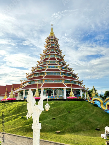 Canvas Print Wat Huay Pla Kang, or Temple of Goddess of Mercy, at Chiang Rai, Thailand