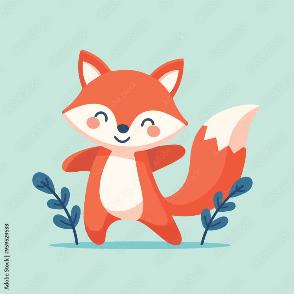 cute happy fox cartoon character vector flat illustration cute happy fox cartoon character vector flat illustration
