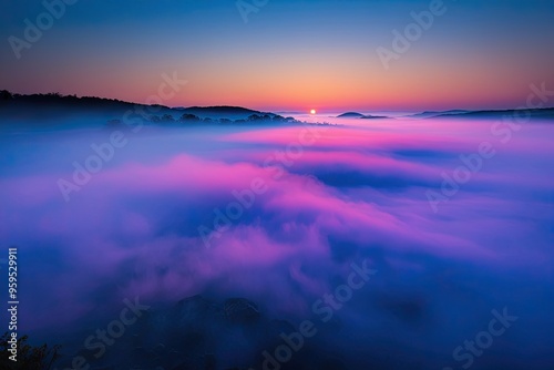 Vivid Blue Haze and Dreamy Mist Crafting a Stunning Atmospheric Display