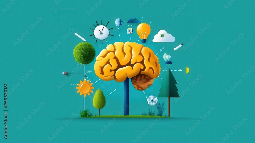 A brain in a natural setting, signifying the significance of mental health A brain in a natural setting, signifying the significance of mental health