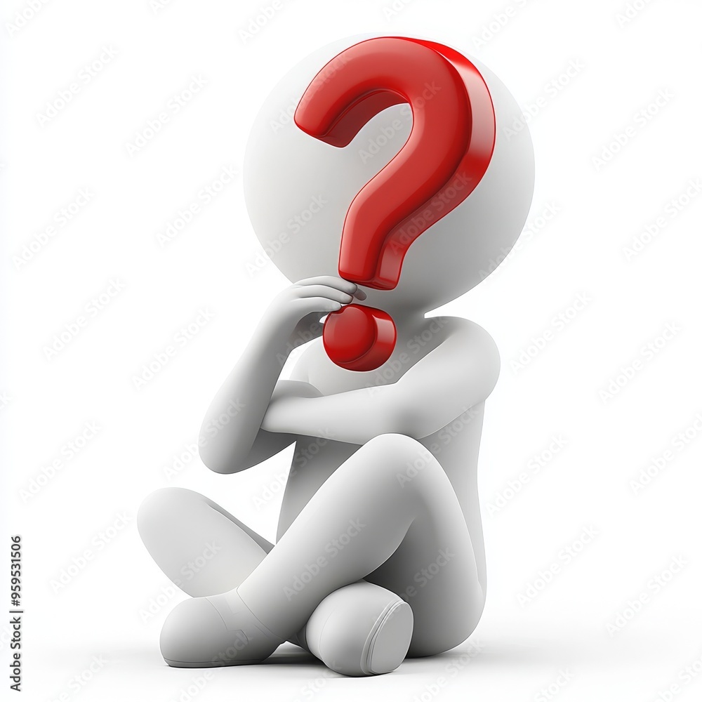 A white stick figure with a red question mark for a head sits with their arms crossed, contemplating a query. A white stick figure with a red question mark for a head sits with their arms crossed, contemplating a query.