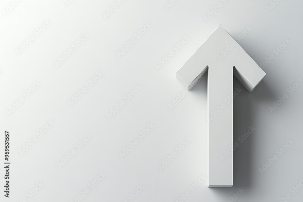 White Up Arrow on White Background White Up Arrow on White Background