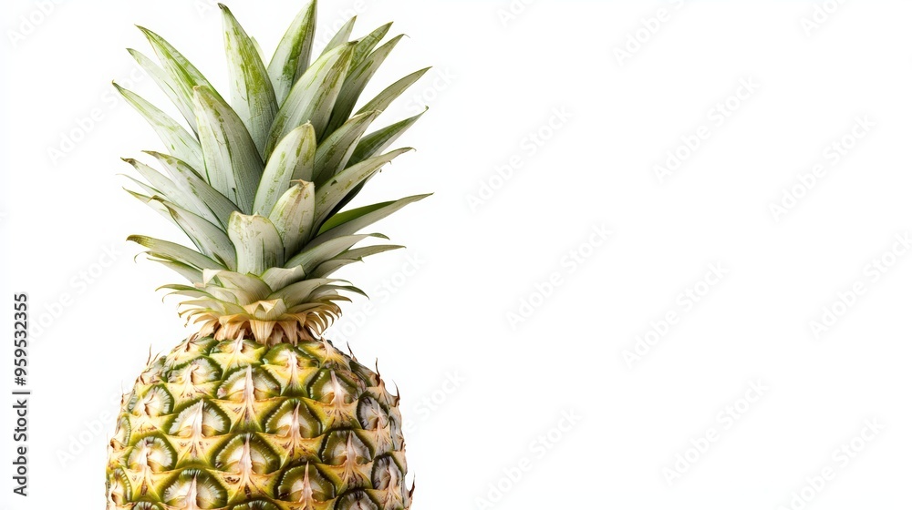 A perfectly ripe pineapple, with a rich texture and vibrant crown, isolated on white, copy space --ar 16:9 --quality 2 --v 6.1 Job ID: 1f6f3aa2-6903-400d-8dd5-1a1d210bff3b A perfectly ripe pineapple, with a rich texture and vibrant crown, isolated on white, copy space --ar 16:9 --quality 2 --v 6.1 Job ID: 1f6f3aa2-6903-400d-8dd5-1a1d210bff3b