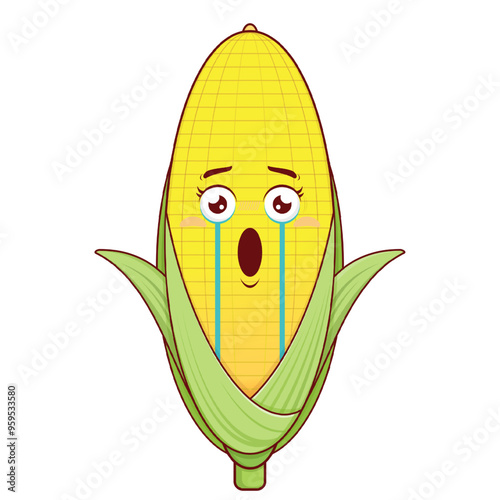 corn scared face cartoon cute