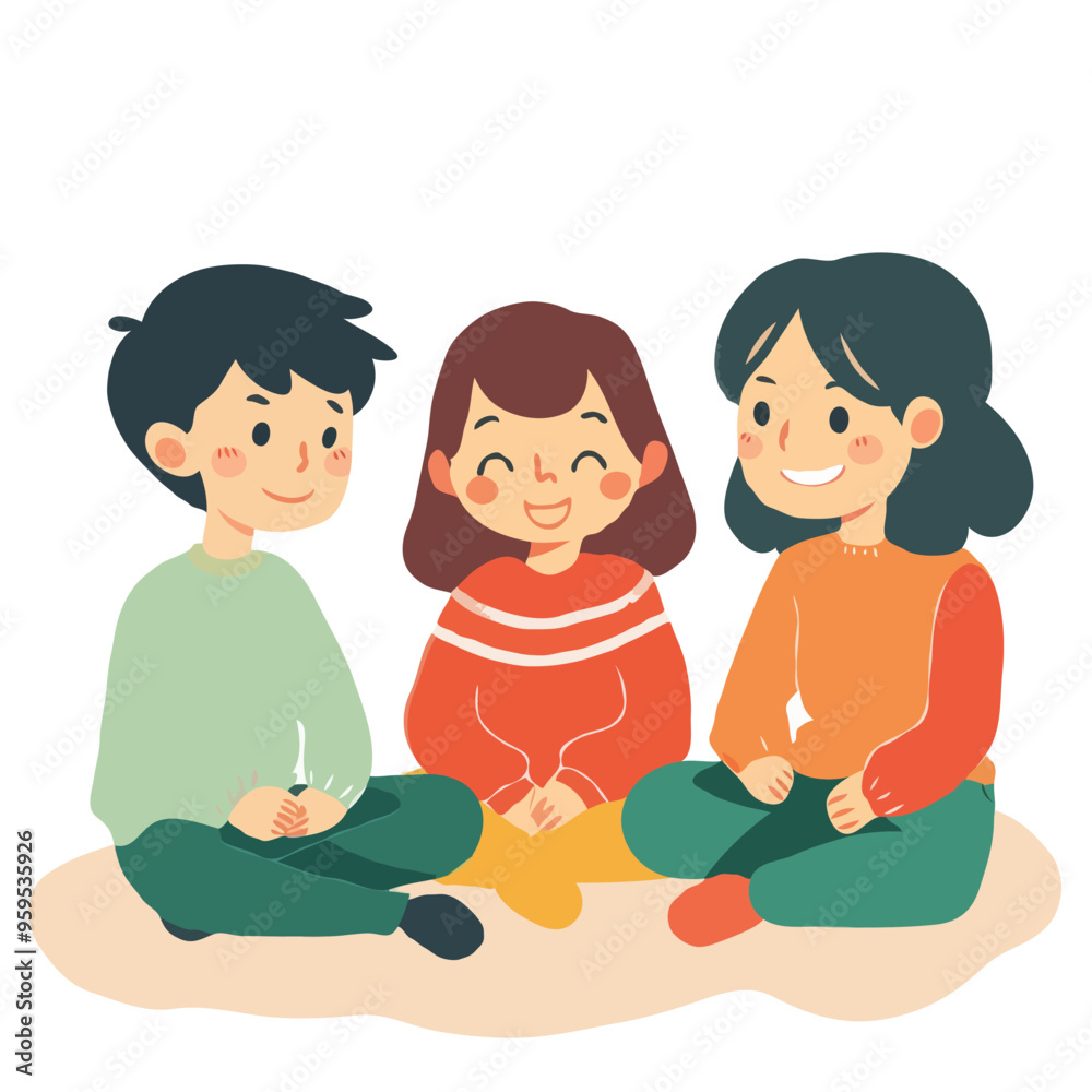 3 people who are discussing. Cute simple with vector illustrations 3 people who are discussing. Cute simple with vector illustrations