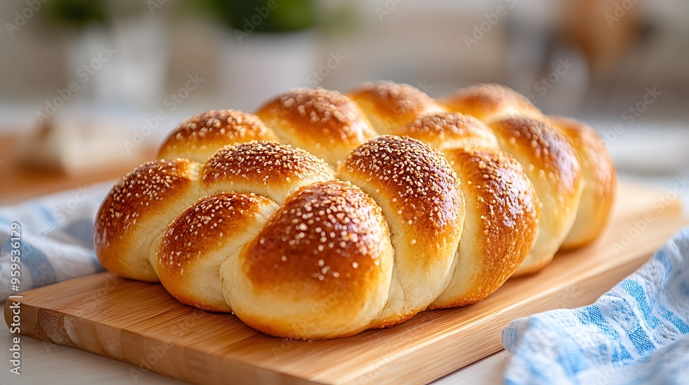 0509 09 A close-up of challah bread with a golden crust, ready to be shared at the Rosh Hashanah table 0509 09 A close-up of challah bread with a golden crust, ready to be shared at the Rosh Hashanah table