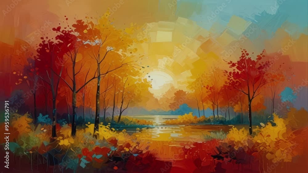 Abstract colorful scene of autumn landscape. Fall season natural colors, relaxed motion Abstract colorful scene of autumn landscape. Fall season natural colors, relaxed motion