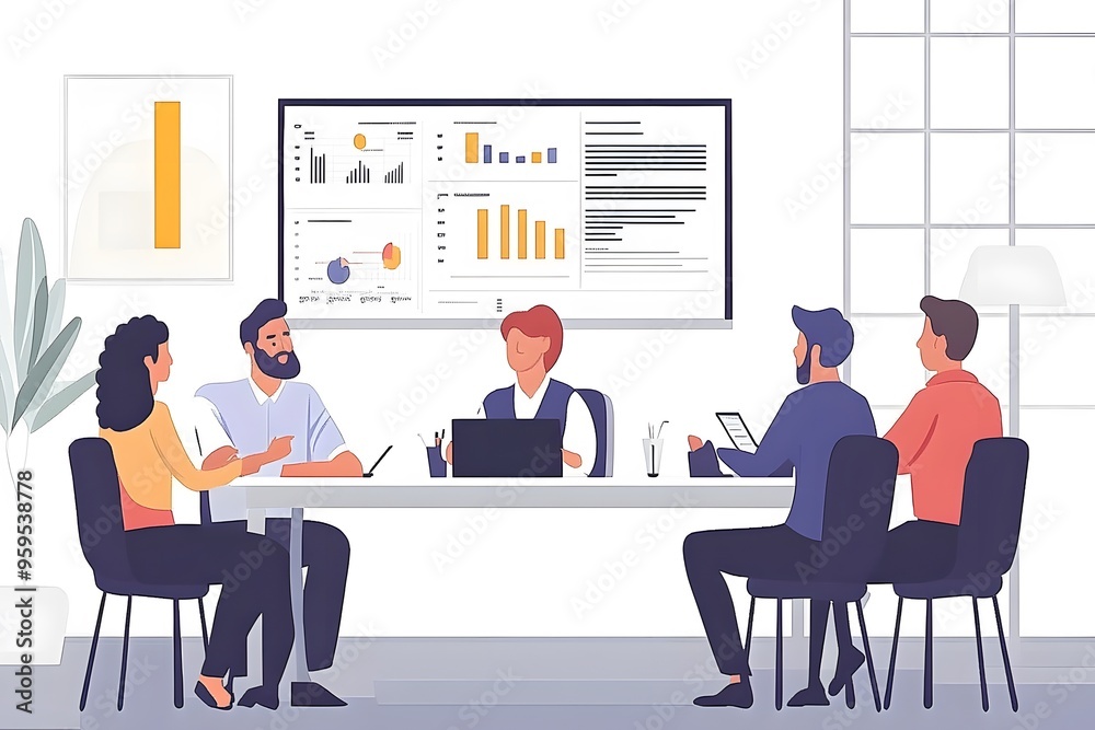 Business Meeting with Data Charts and Graphs on a Whiteboard Business Meeting with Data Charts and Graphs on a Whiteboard