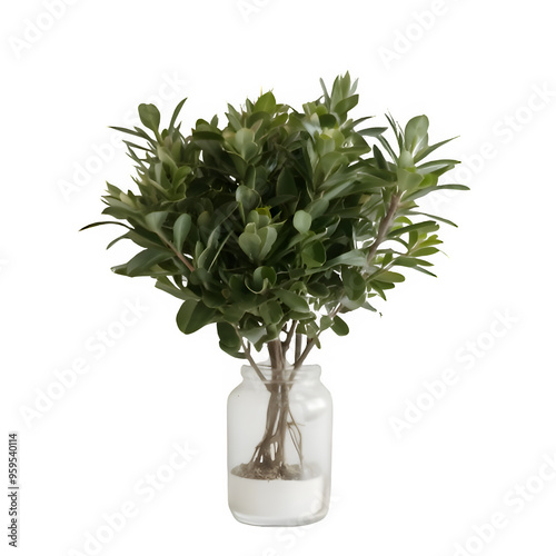 3D Cushion Bush (Calocephalus brownii) plant 3 on Transparent Background PNG, 3D Potted Plant photo