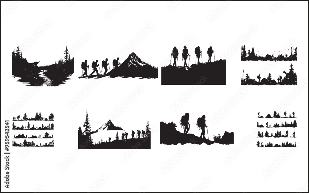 Obraz premium Summit Seeker Vector Black Design Mountain Mastery Black Vector Icon
