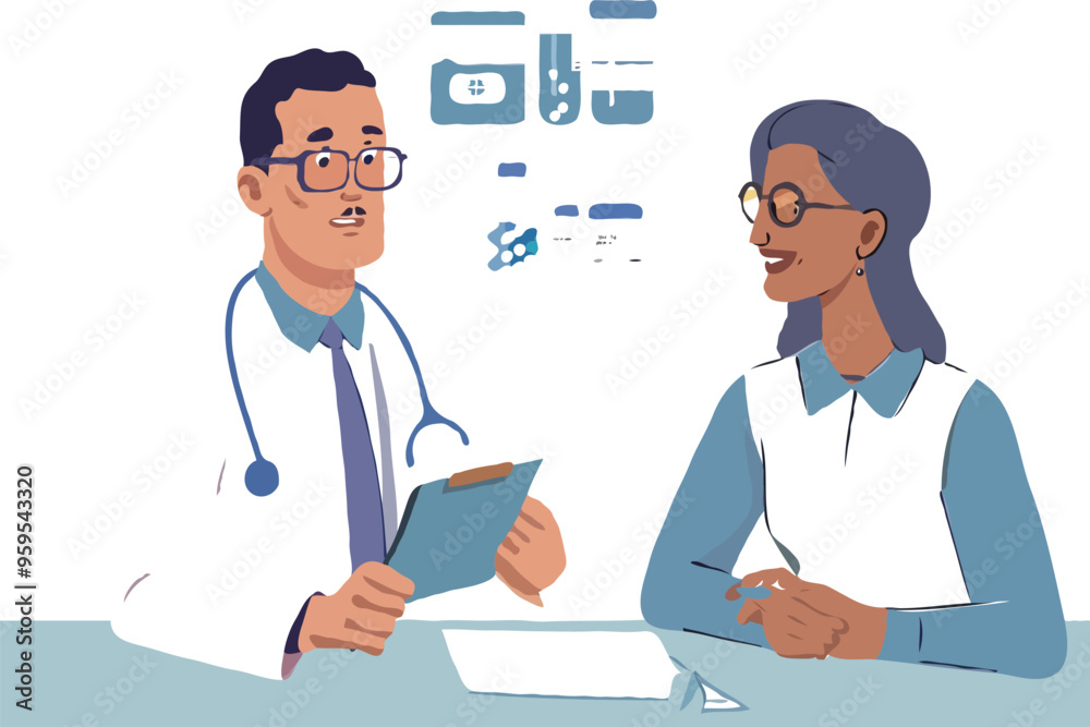 A doctor holding a report white background with vector illustrations
A doctor holding a report white background with vector illustrations