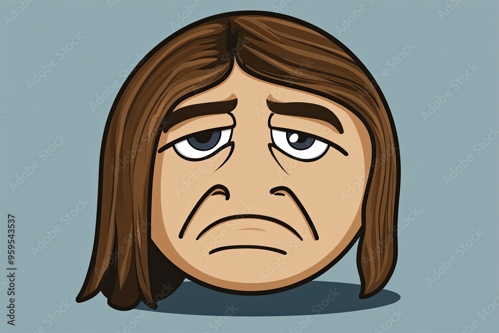 Thoughtful Emoticon with Sad Eyes and Droopy Expression Thoughtful Emoticon with Sad Eyes and Droopy Expression