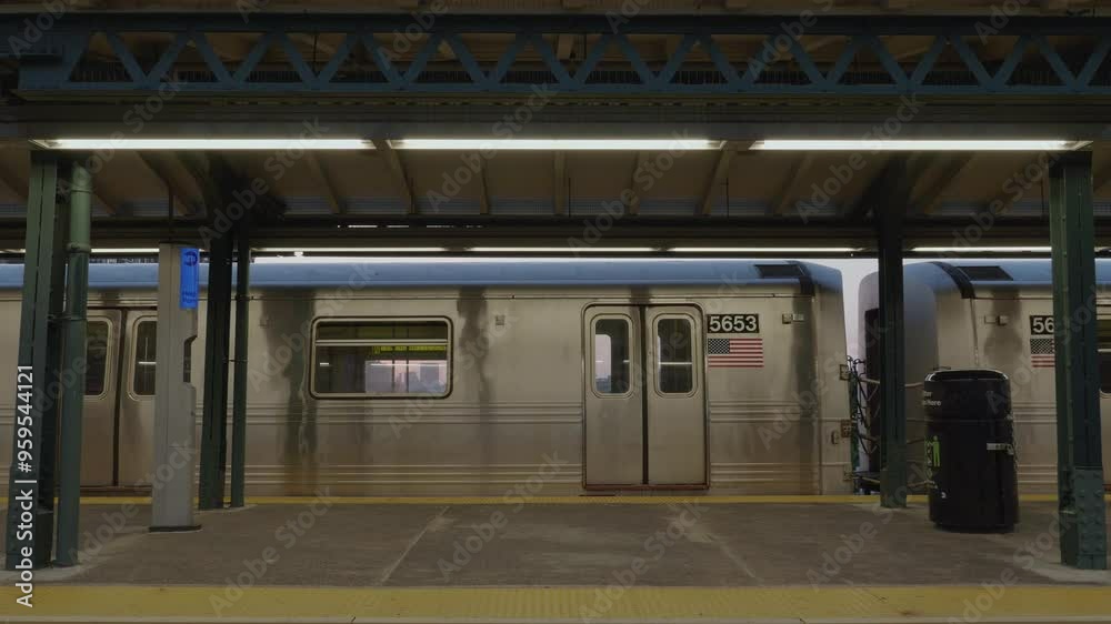 close-up shot of a subway in New York City. close-up shot of a subway in New York City.