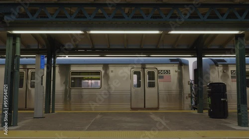 close-up shot of a subway in New York City.
