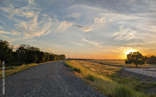 Photos Sunset over a levee in west sacramento