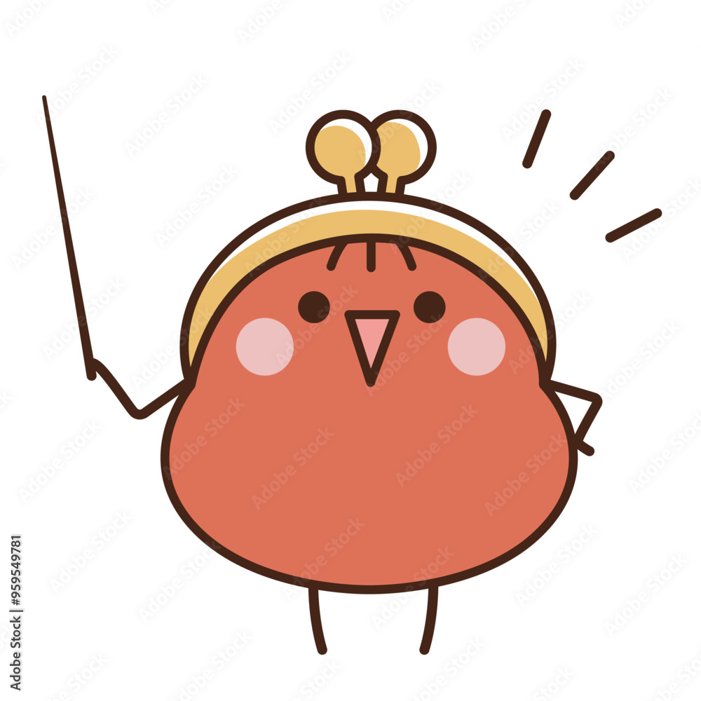 Obraz premium 指示棒を持っているがま口財布