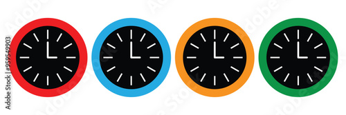 Clock icons set. Alarm clock, Time clock icon set. 