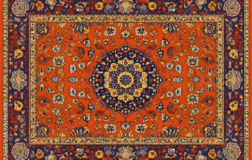 32. **Full-size seamless Persian rug design with intricate borders and vibrant patterns**