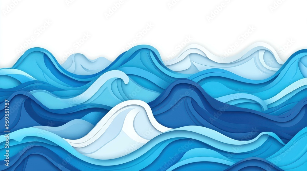 Fototapeta premium Explore the beauty of modern sea patterns with smooth blue waves, creating a serene backdrop for any design project.