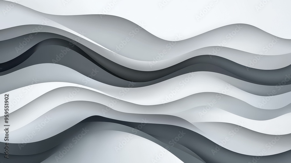 Obraz premium Experience the blend of motion and art through dynamic grey curves, creating a futuristic vibe in modern illustration.