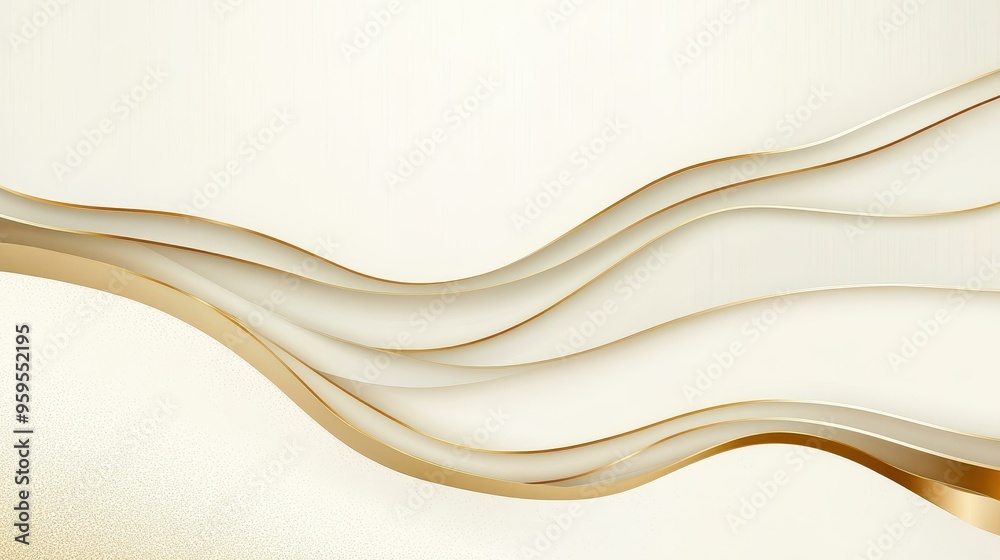 Obraz premium Discover a luxury design with an elegant cream backdrop and golden lines, perfect for modern vector illustrations.