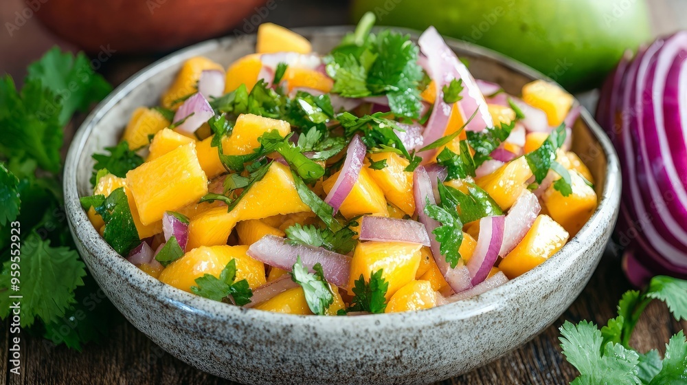 Fresh Mango Salsa with Red Onion and Cilantro Fresh Mango Salsa with Red Onion and Cilantro