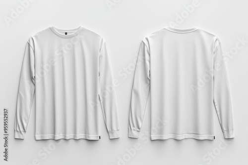 Wallpaper Mural White Long Sleeve Tshirt Mockup Isolated created with Generative AI Torontodigital.ca