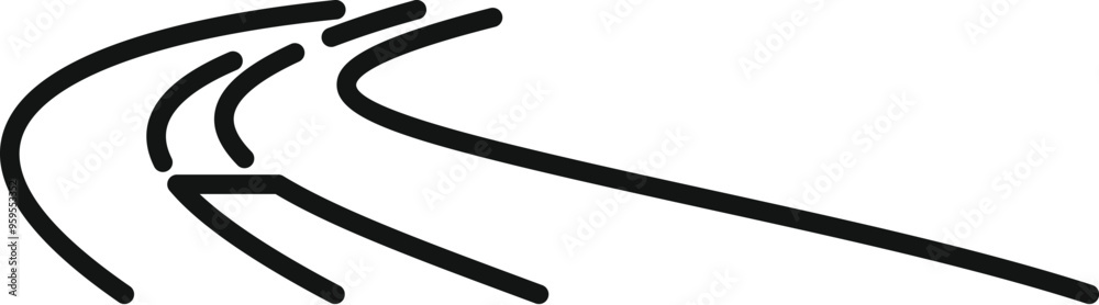 Simple line art depicting a running track extending into the distance Simple line art depicting a running track extending into the distance