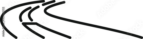 Simple line art depicting a running track extending into the distance