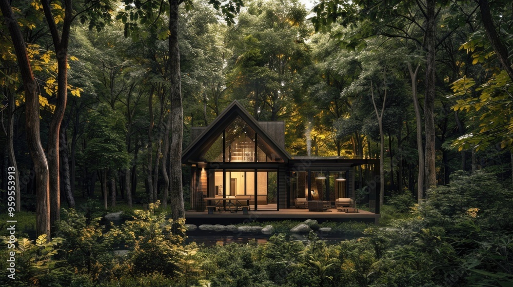 Cozy cabin nestled in a dense forest offering a peaceful sanctuary to escape modern life and reconnect with nature. Cozy cabin nestled in a dense forest offering a peaceful sanctuary to escape modern life and reconnect with nature.