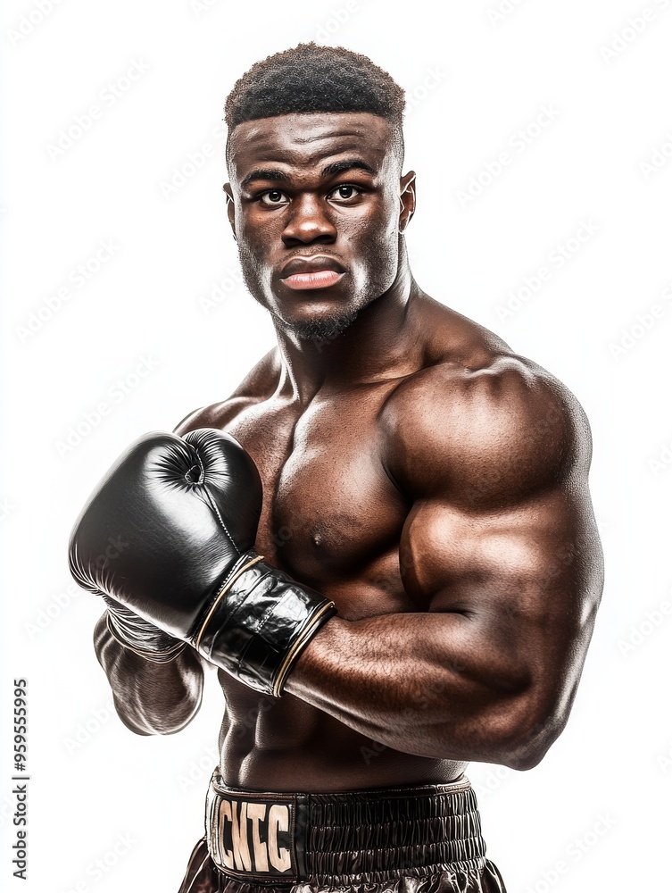 American boxer fighting pose isolate on white photoshot, front view, looking camera, realistic, cinematic color grading, studio light, rembrant lighting American boxer fighting pose isolate on white photoshot, front view, looking camera, realistic, cinematic color grading, studio light, rembrant lighting