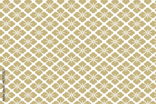 黄土色の花菱文様の背景イラスト　和柄　Japanese traditional pattern
