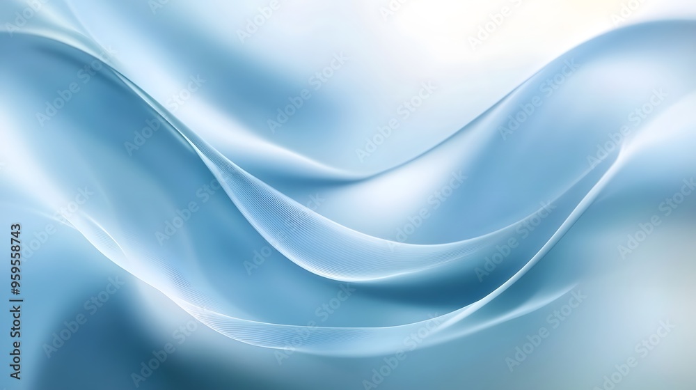 Obraz premium Soft blue abstract wave pattern - fluid movement and elegant flow design