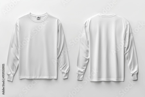 Wallpaper Mural White Long Sleeve Tshirt Mockup Isolated created with Generative AI Torontodigital.ca