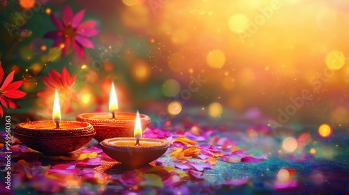 Diwali Festive Lights and Flowers.