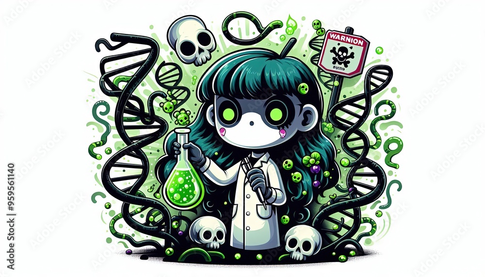 Cute Scientist with Poisonous Potion. Cute Scientist with Poisonous Potion.