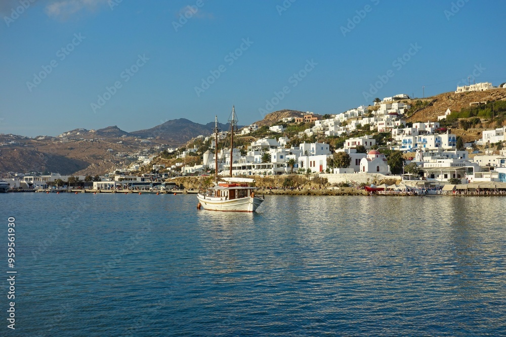 Mykonos, sitting in the Aegean Sea, is one of the most famous Greek Islands Mykonos, sitting in the Aegean Sea, is one of the most famous Greek Islands