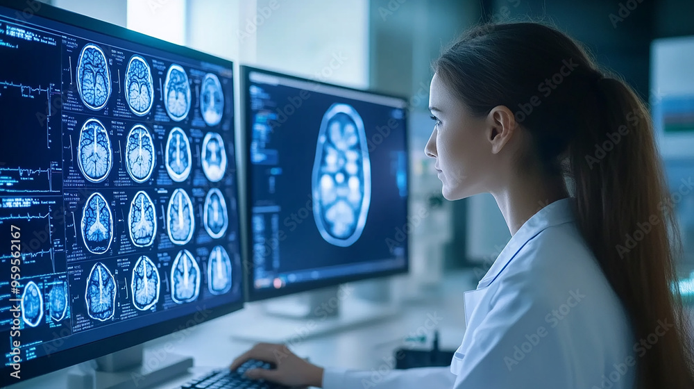 Doctor use computer AI technology support to enhance collaboration with other healthcare professionals by sharing insights and data for more coordinated patient care. Doctor use computer AI technology support to enhance collaboration with other healthcare professionals by sharing insights and data for more coordinated patient care.