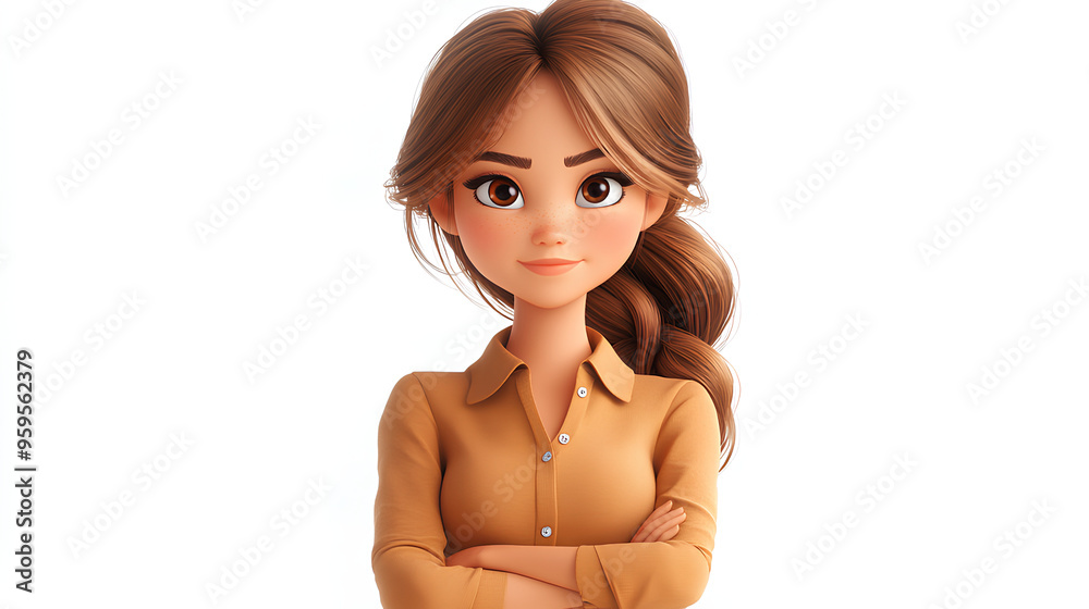 office lady cartoon character, white background office lady cartoon character, white background